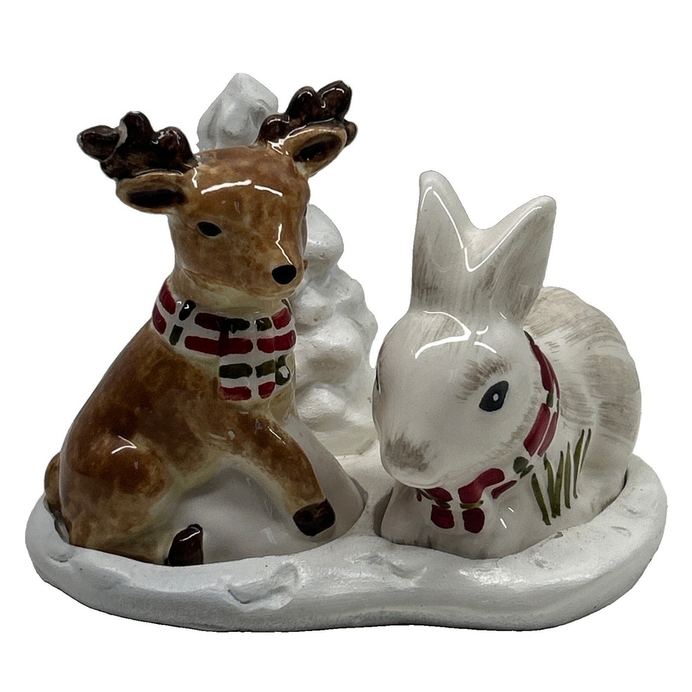 Better Homes and Gardens Ceramic Christmas Salt and Pepper Shakers - Deer, Bunny